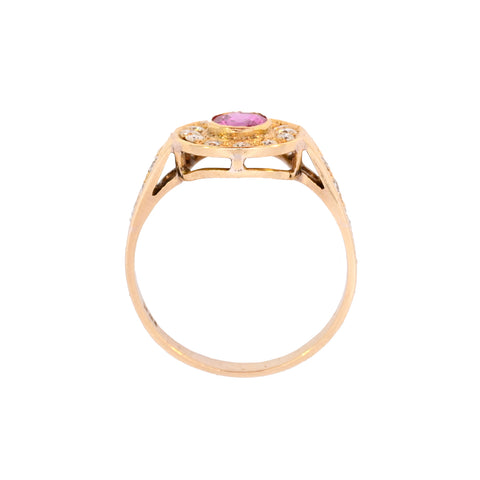 18ct Yellow Gold 0.85ct Pink Sapphire & Diamond Ring