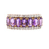 9ct Yellow Gold Amethyst & Diamond 3 Row Ring (SH22-332)