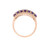 9ct Yellow Gold Amethyst & Diamond 3 Row Ring (SH22-332)