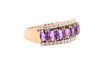 9ct Yellow Gold Amethyst & Diamond 3 Row Ring (SH22-332)