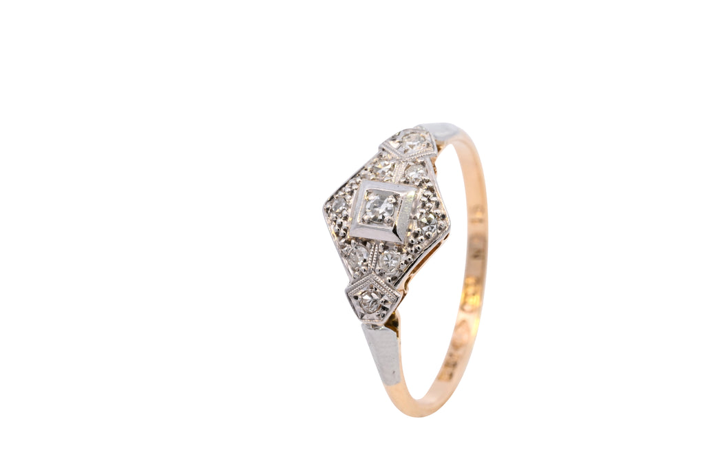 Antique 18ct Gold & Platinum 0.20ct Diamond Ring (SH23-313)