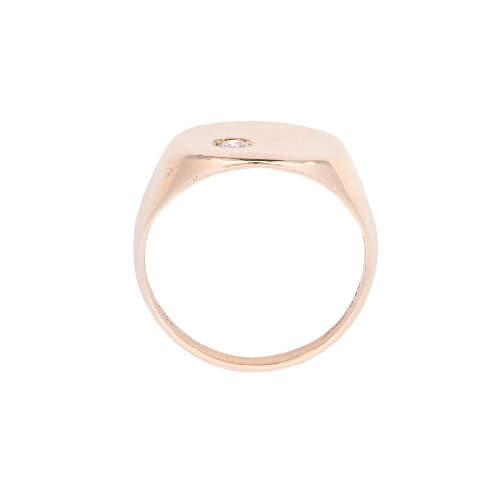 9ct Yellow Gold Diamond Set Cusion Shaped Signet (SH24-014)