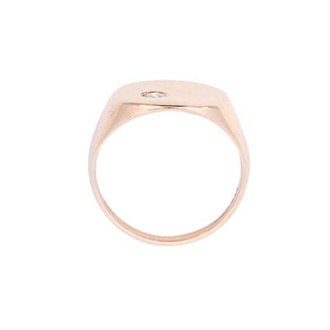 9ct Yellow Gold Diamond Set Cusion Shaped Signet (SH24-014)