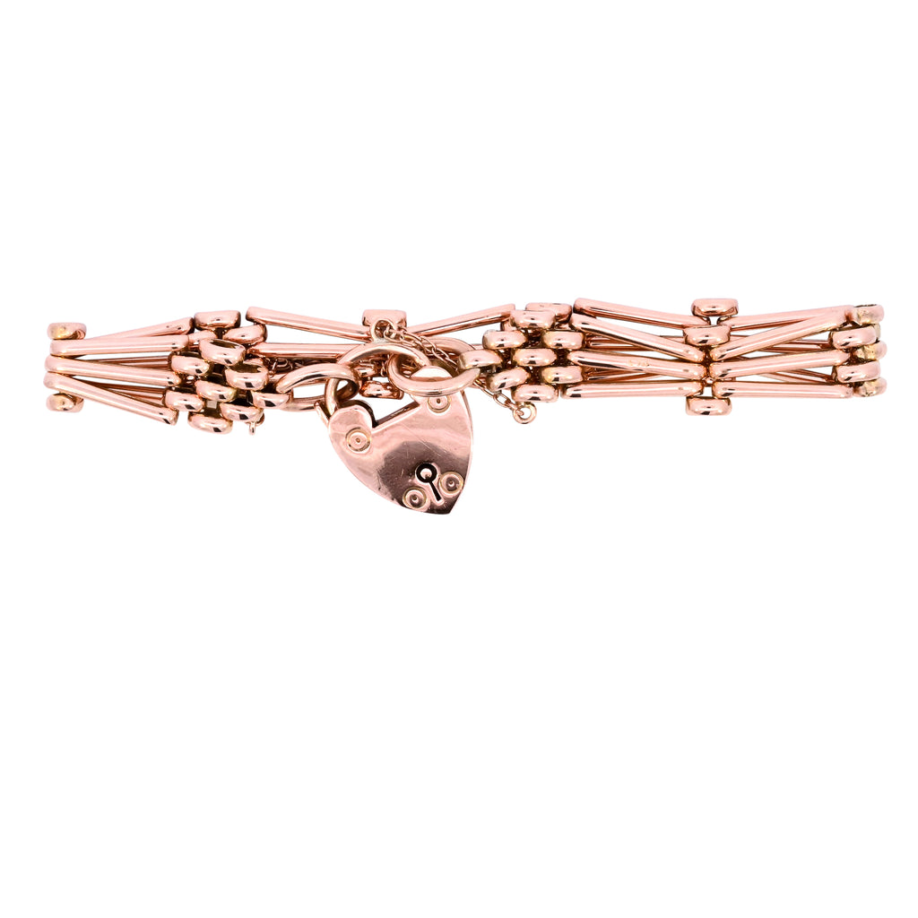 Antique 9ct Gold 3 Bar Gate Bracelet (SH24-060)