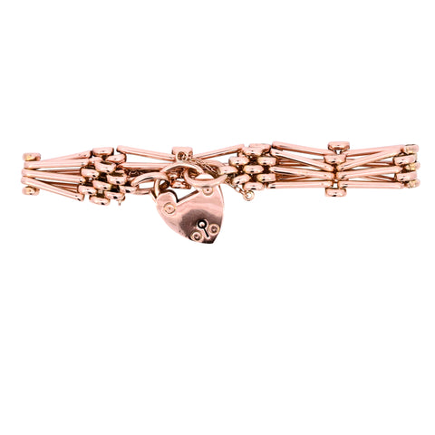 Antique 9ct Gold 3 Bar Gate Bracelet (SH24-060)