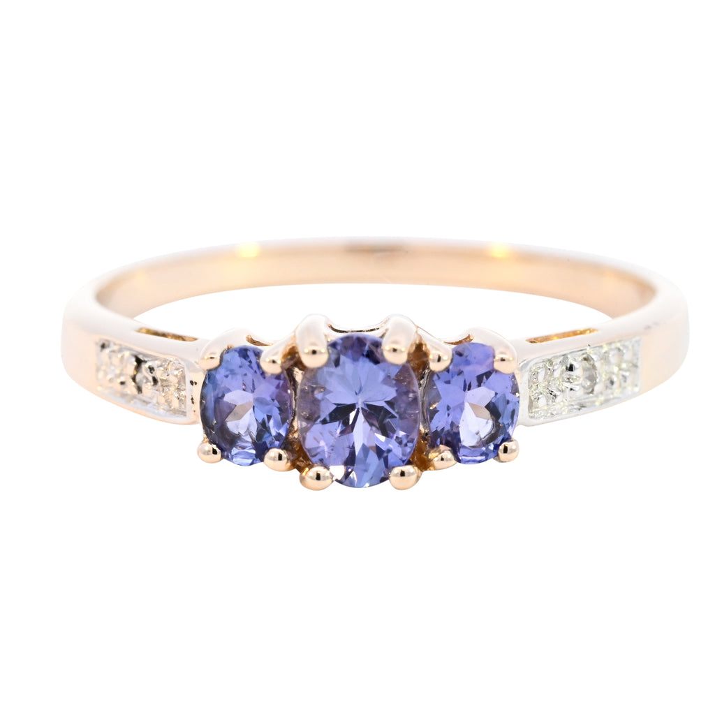 9ct Yellow Gold Tanzanite & Diamond Ring (SH24-064)