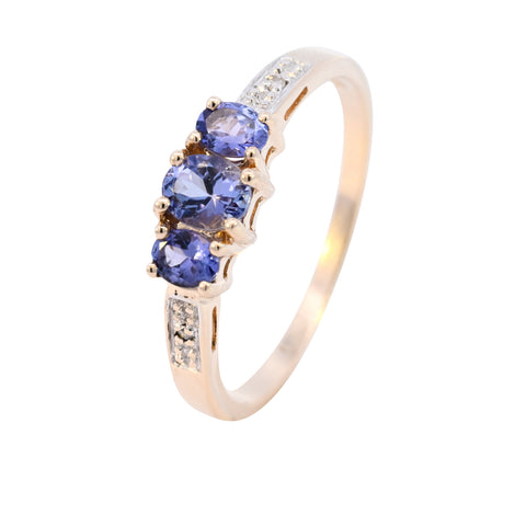 9ct Yellow Gold Tanzanite & Diamond Ring (SH24-064)