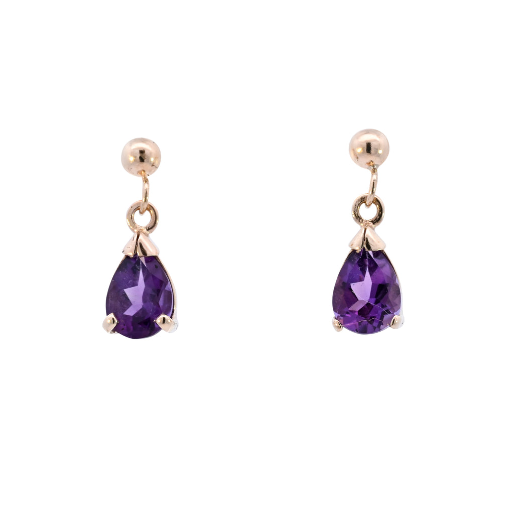 9ct Yellow Gold Amethyst Ball Drop Studs (SH24-068)
