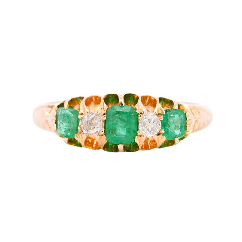 Antique 18ct Gold Emerald & Diamond Ring (SH24-070)