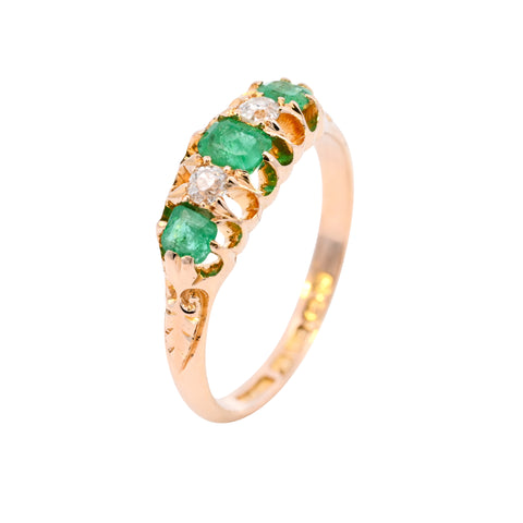 Antique 18ct Gold Emerald & Diamond Ring (SH24-070)