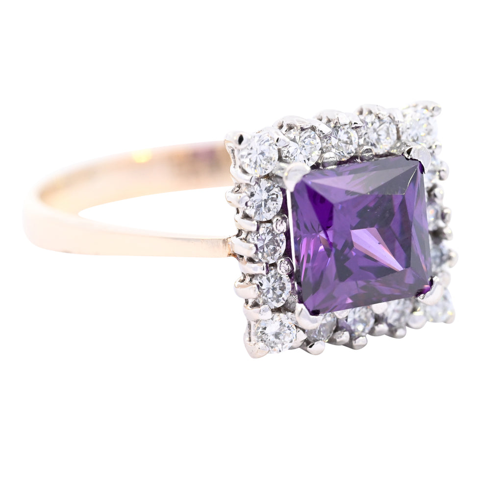 9ct Yellow Gold Purple & White Cubic Zirconia Ring (SH24-078)