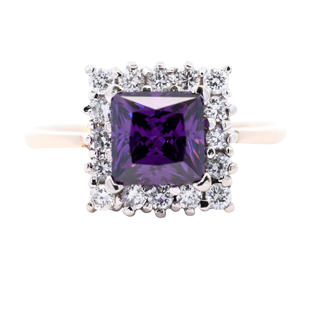 9ct Yellow Gold Purple & White Cubic Zirconia Ring (SH24-078)