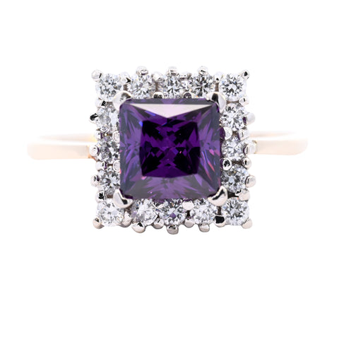 9ct Yellow Gold Purple & White Cubic Zirconia Ring (SH24-078)