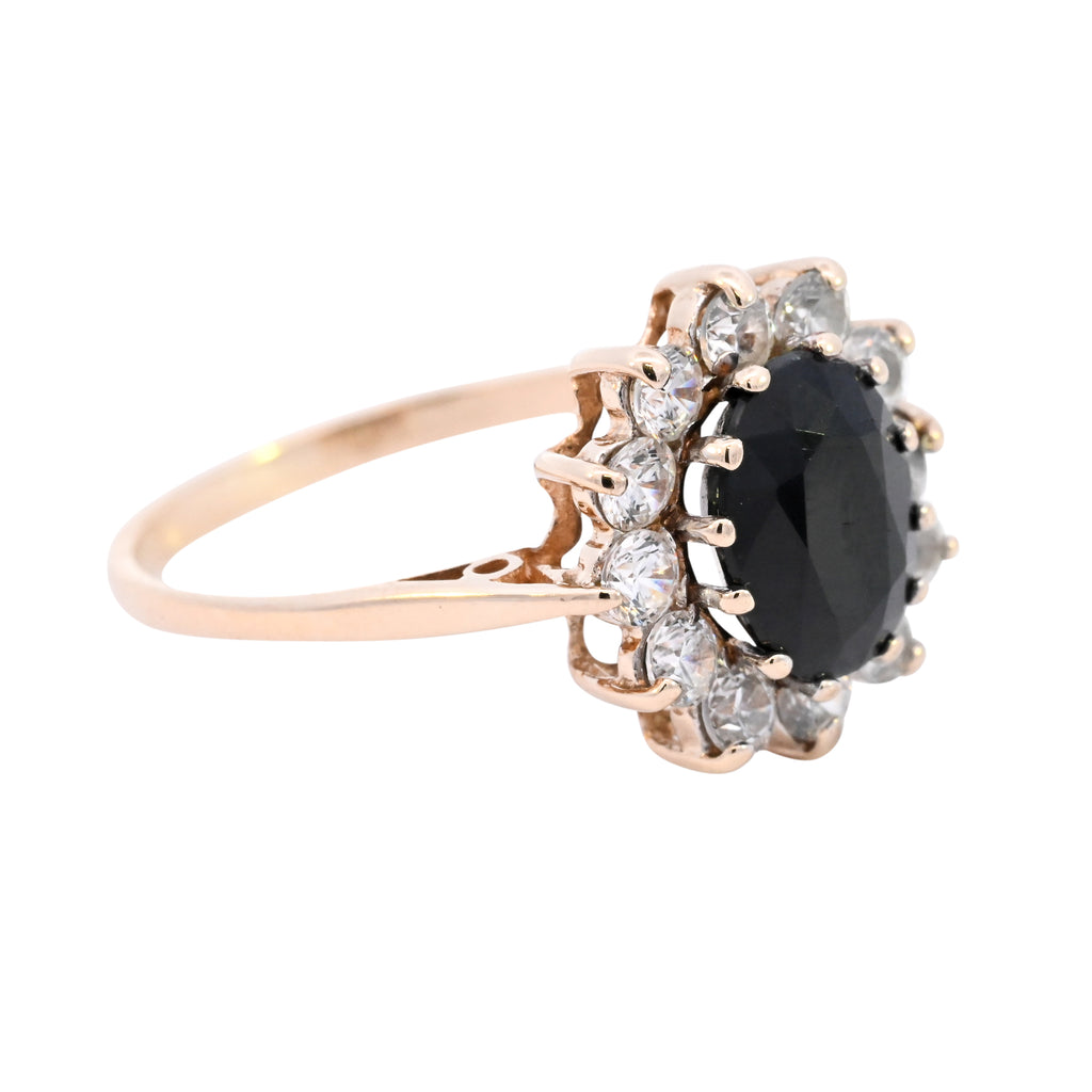 9ct Yellow Gold Sapphire & Cubic Zirconia Ring