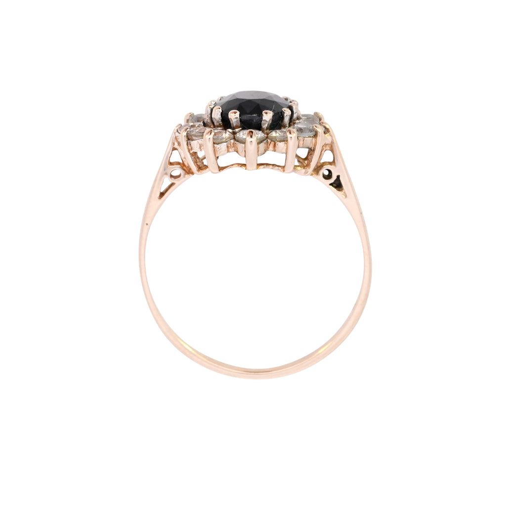 9ct Yellow Gold Sapphire & Cubic Zirconia Ring