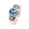 9ct Yellow Gold Blue Topaz & Diamond Ring (SH24-094)