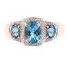 9ct Yellow Gold Blue Topaz & Diamond Ring (SH24-094)
