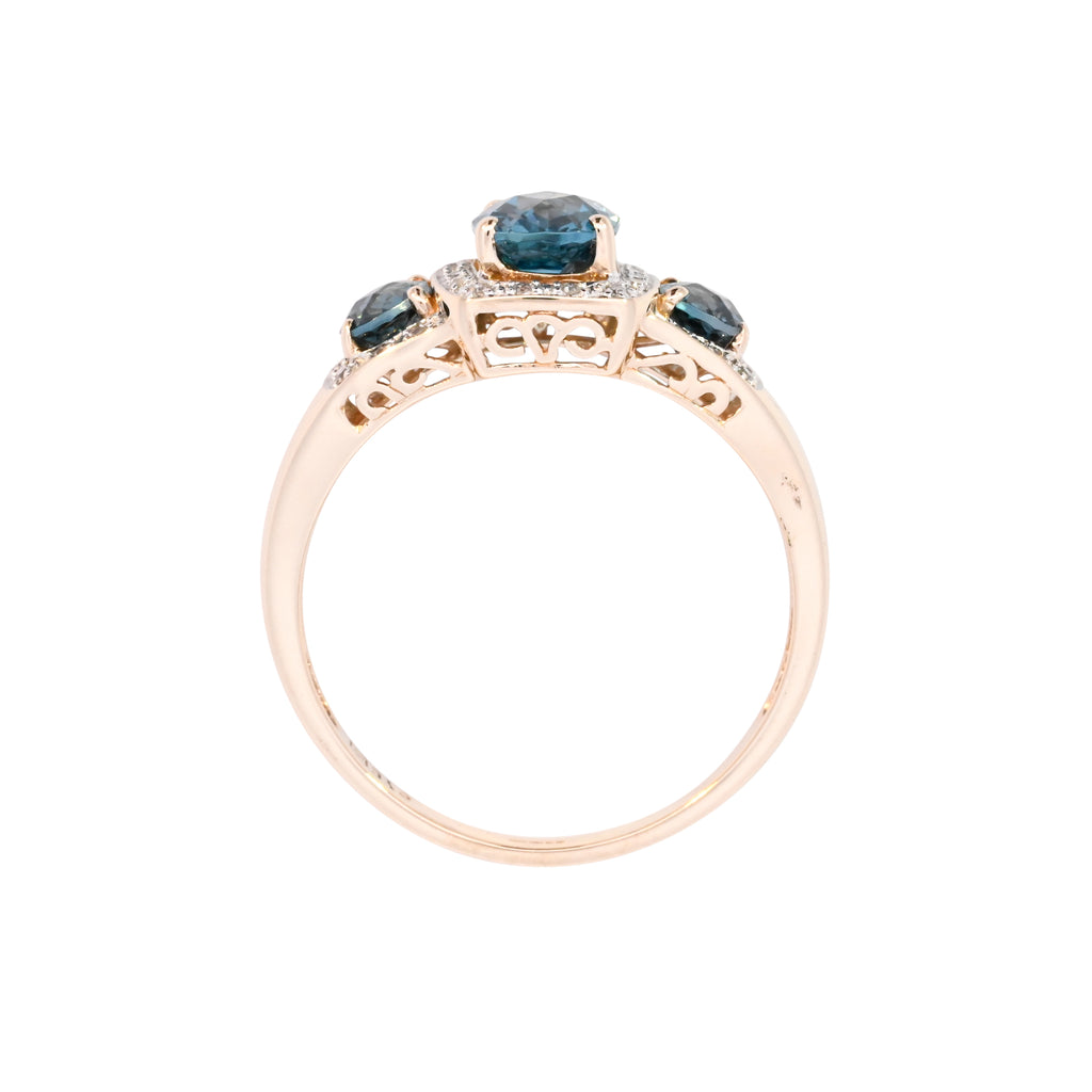 9ct Yellow Gold Blue Topaz & Diamond Ring (SH24-094)