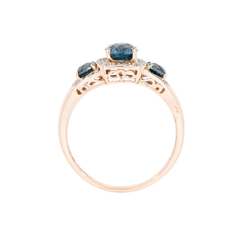 9ct Yellow Gold Blue Topaz & Diamond Ring (SH24-094)