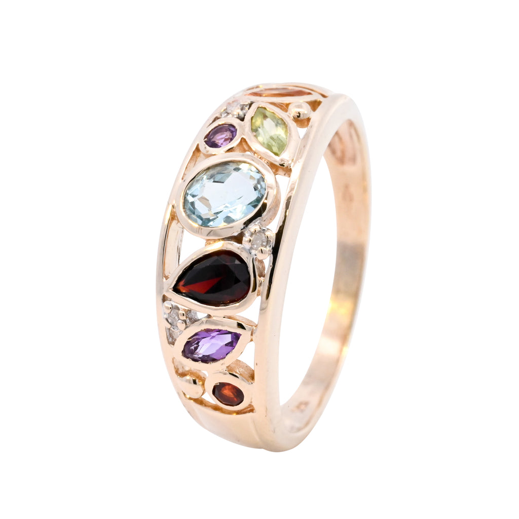 9ct Yellow Gold Multi Stone Band Ring (SH24-095)