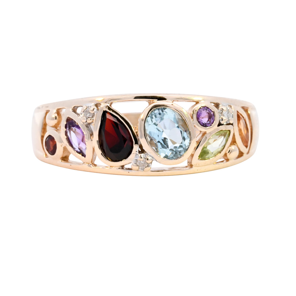 9ct Yellow Gold Multi Stone Band Ring (SH24-095)