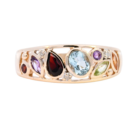 9ct Yellow Gold Multi Stone Band Ring (SH24-095)