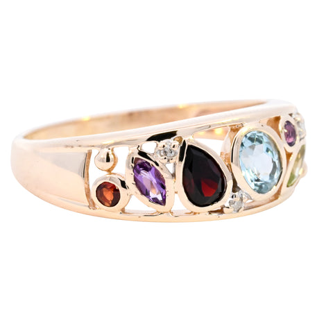 9ct Yellow Gold Multi Stone Band Ring (SH24-095)