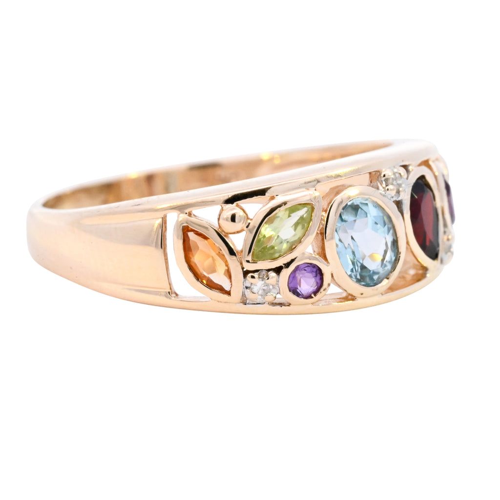 9ct Yellow Gold Multi Stone Band Ring (SH24-095)