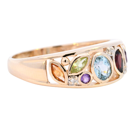 9ct Yellow Gold Multi Stone Band Ring (SH24-095)