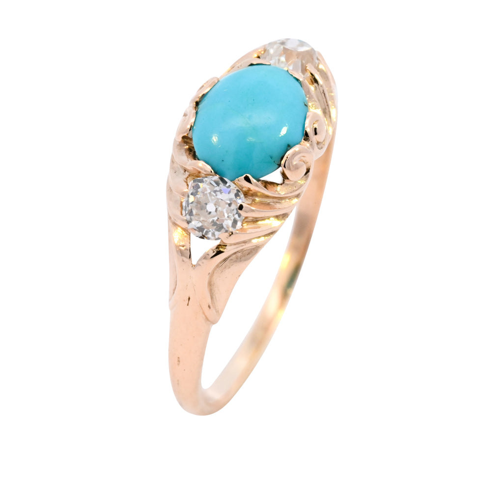 Antique 18ct Gold Turquoise & Diamond Ring (SH24-101)