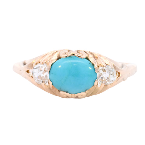Antique 18ct Gold Turquoise & Diamond Ring (SH24-101)