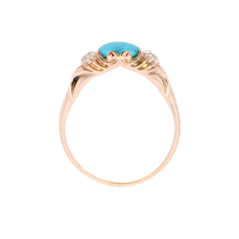 Antique 18ct Gold Turquoise & Diamond Ring (SH24-101)