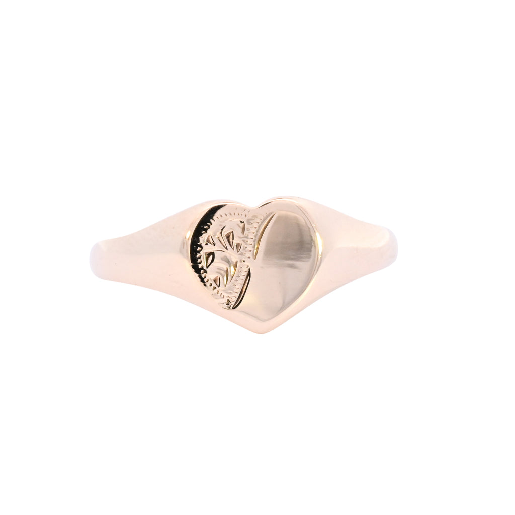 9ct Yellow Gold Birmingham 1978 Heart Signet (SH24-107)