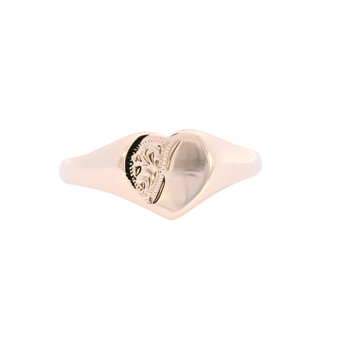 9ct Yellow Gold Birmingham 1978 Heart Signet (SH24-107)