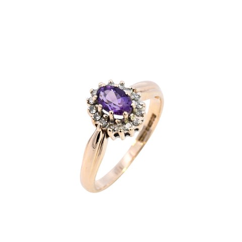 9ct Yellow Gold Amethyst & Diamond Ring (SH24-127)