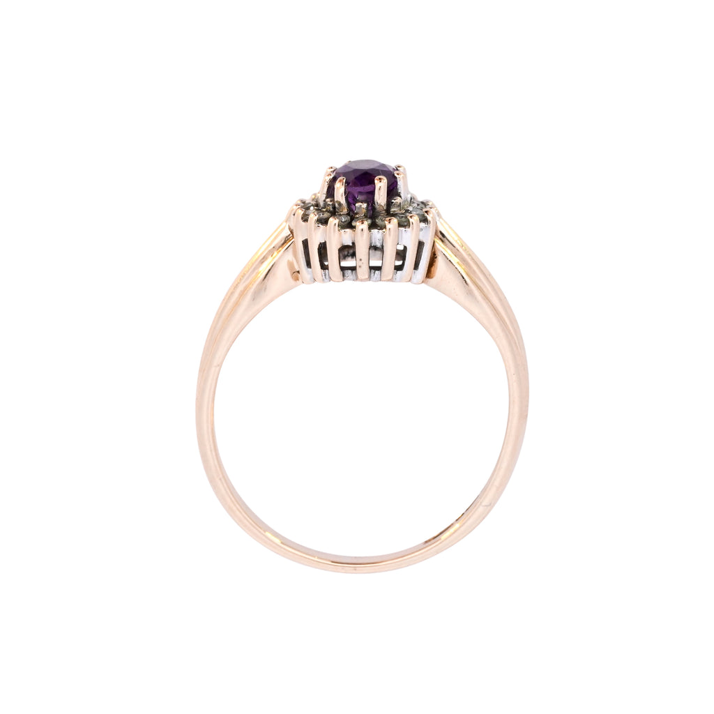 9ct Yellow Gold Amethyst & Diamond Ring (SH24-127)