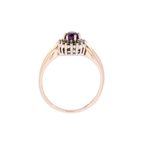 9ct Yellow Gold Amethyst & Diamond Ring (SH24-127)