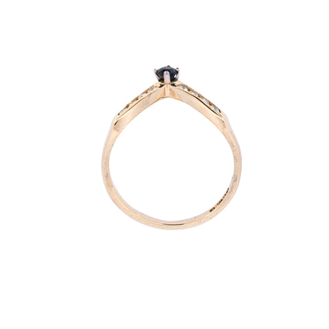 18ct Yellow Gold Sapphire & Diamond Wishbone Ring (SH24-135)
