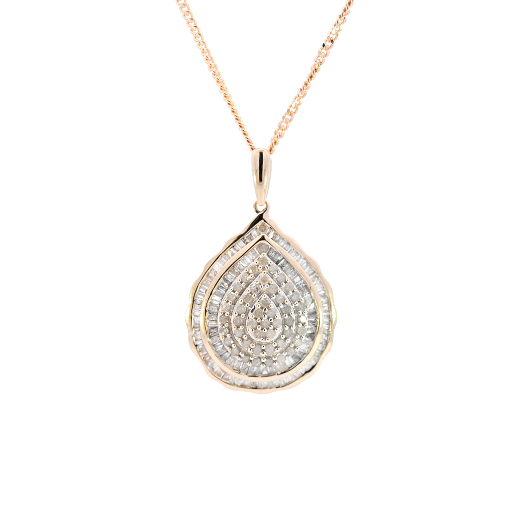 9ct Yellow Gold Diamond Pear Shaped Necklace (SH24-141)