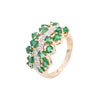 9ct Yellow Gold Emerald & Diamond Wavy Band Ring (SH24-015)