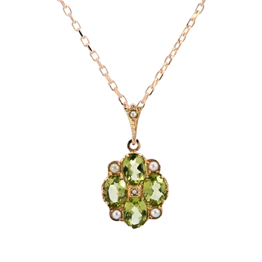 9ct Yellow Gold Peridot & Pearl Necklace (SH24-158)