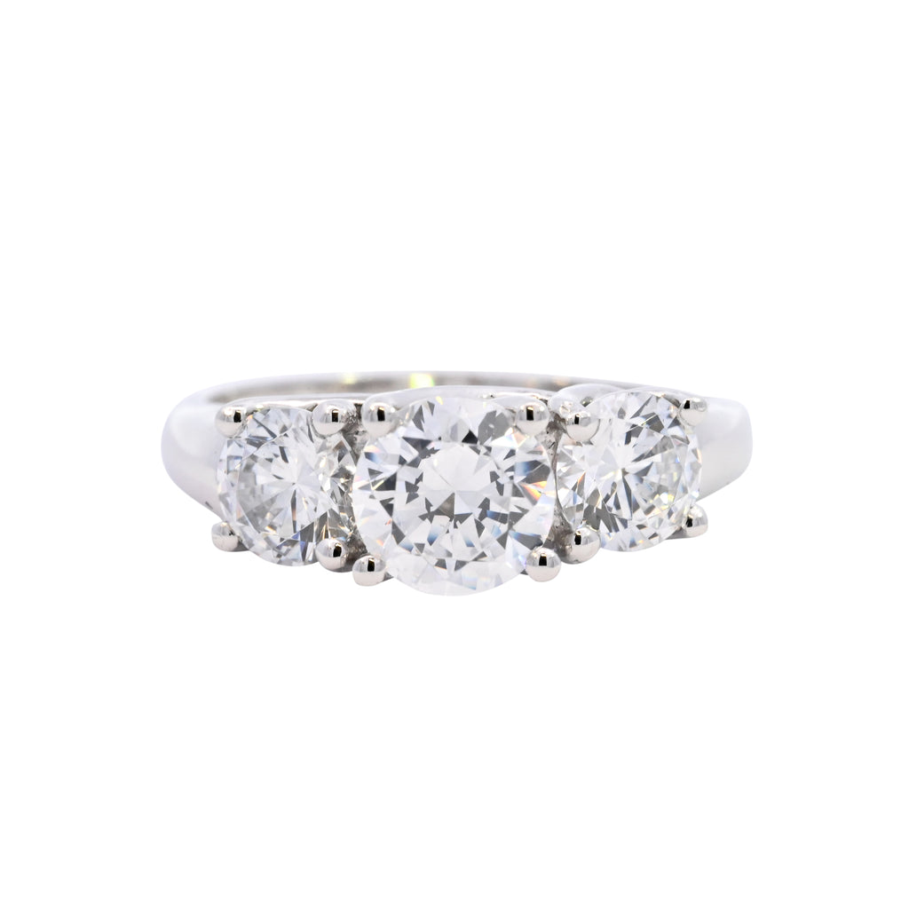Platinum Cubic Zirconia 3 Stone Ring (SH24-016)