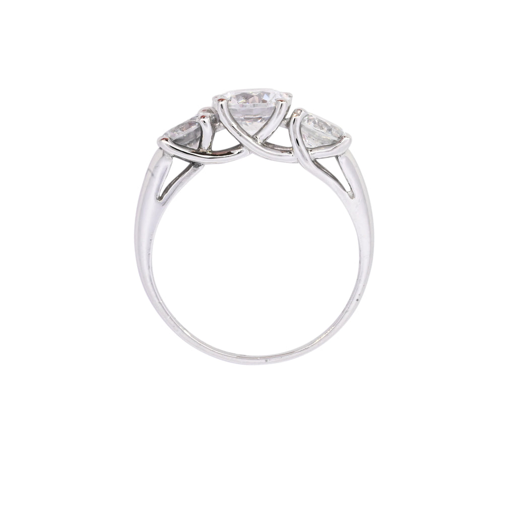 Platinum Cubic Zirconia 3 Stone Ring (SH24-016)