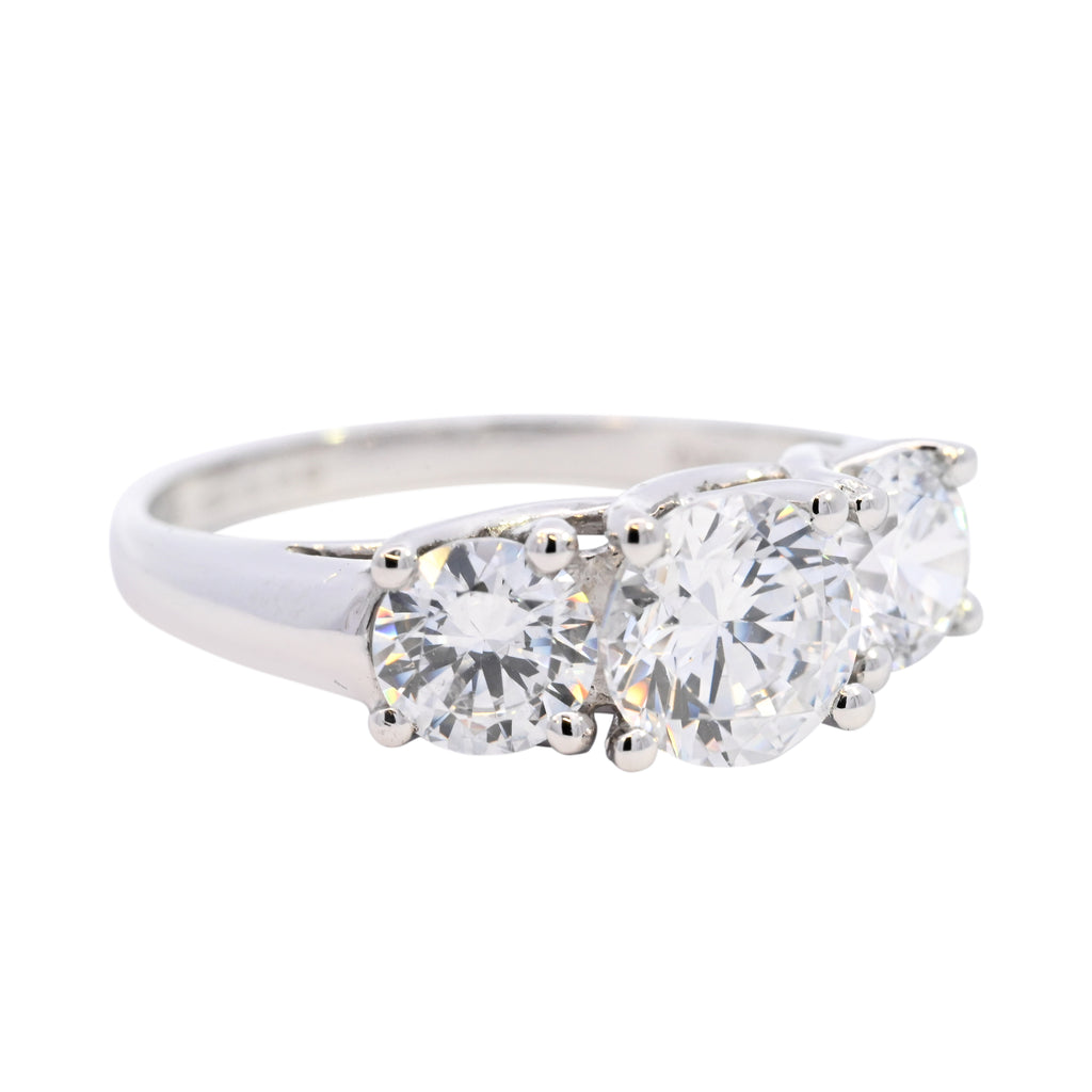 Platinum Cubic Zirconia 3 Stone Ring (SH24-016)