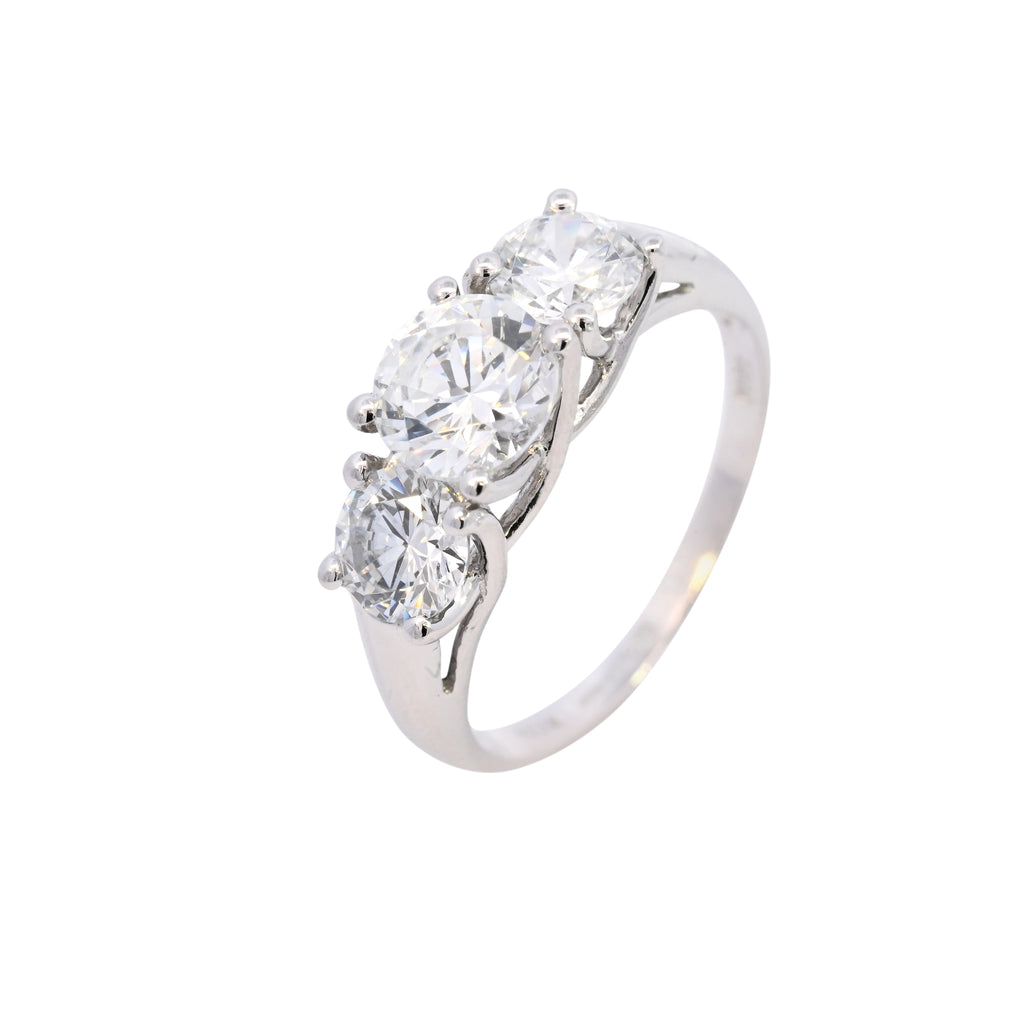 Platinum Cubic Zirconia 3 Stone Ring (SH24-016)