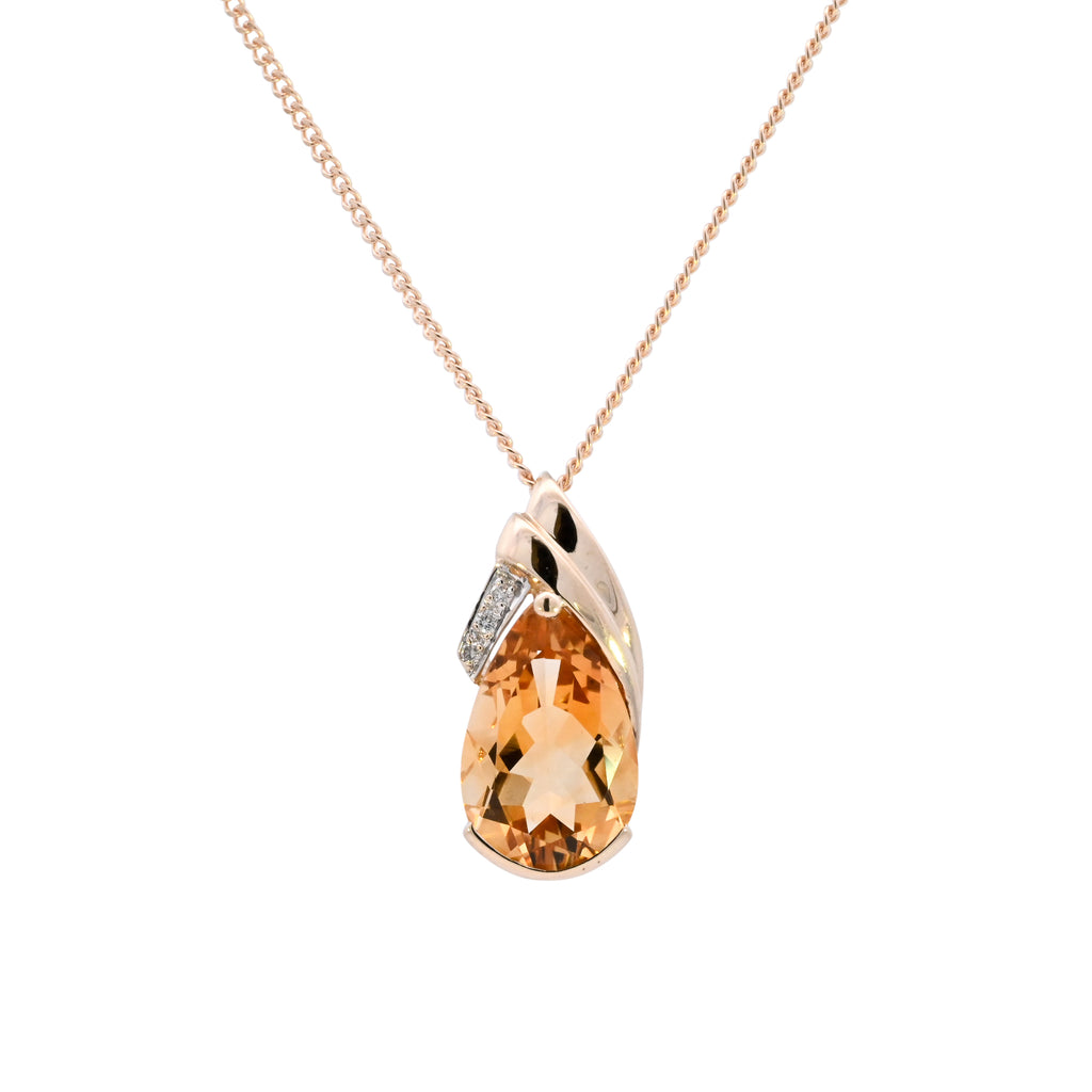 9ct Yellow Gold Citrine & Diamond Necklace (SH24-165)