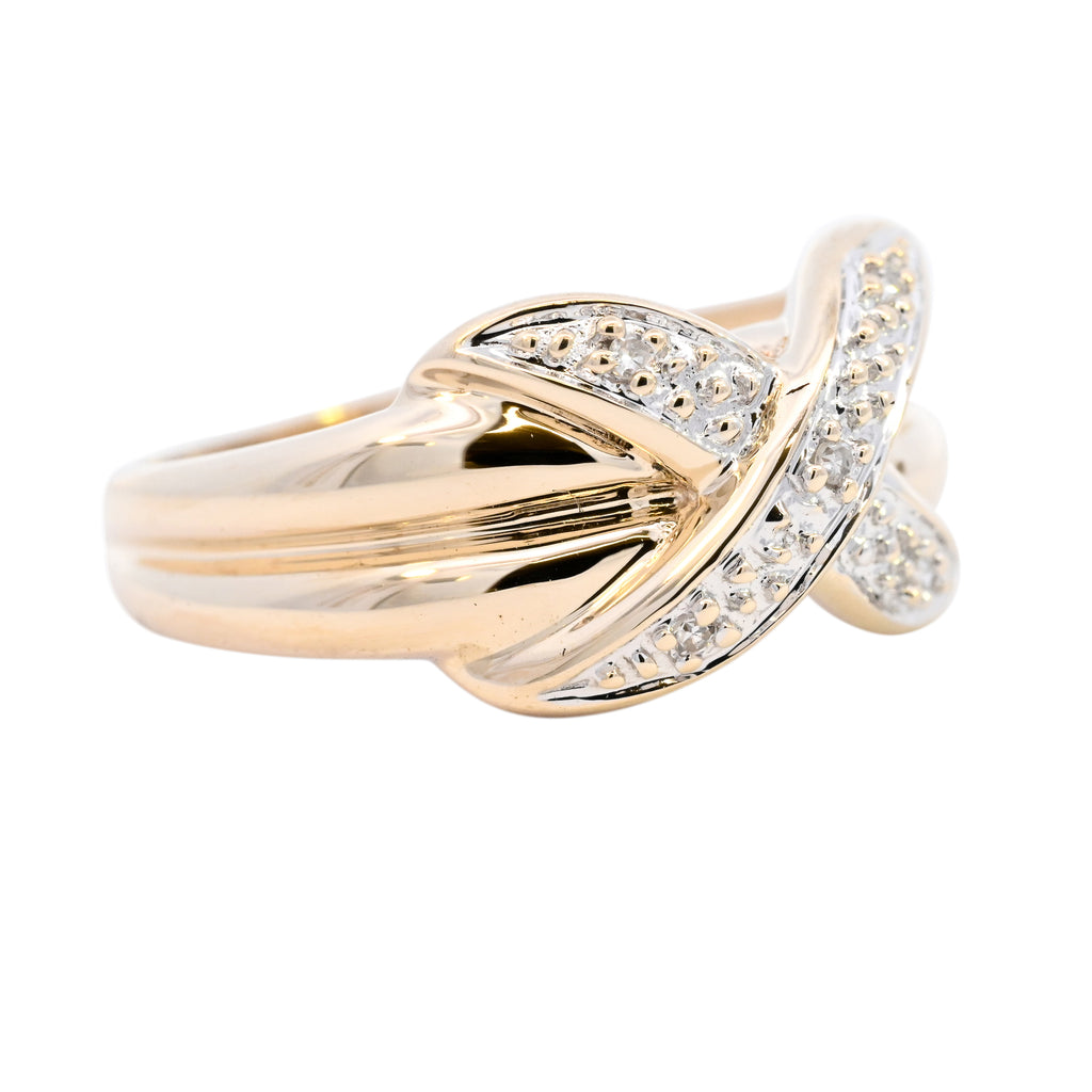 9ct Yellow Gold Diamond Kiss Crossover Ring