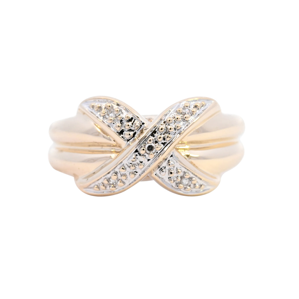 9ct Yellow Gold Diamond Kiss Crossover Ring (SH24-017)