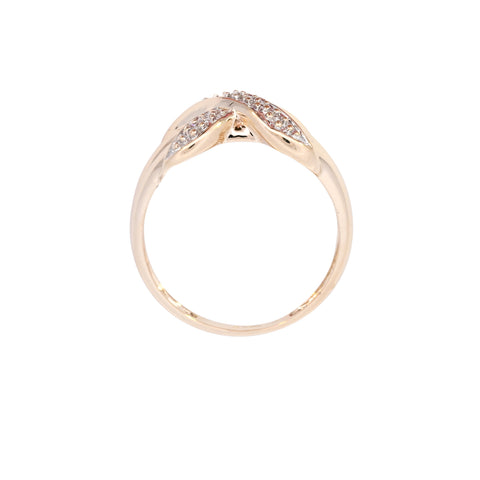 9ct Yellow Gold Diamond Kiss Crossover Ring (SH24-017)