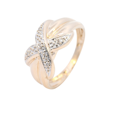 9ct Yellow Gold Diamond Kiss Crossover Ring (SH24-017)